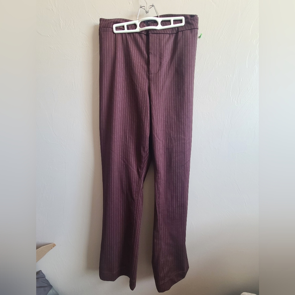 NYDJ Maroon Pin Stripe Dress Pants